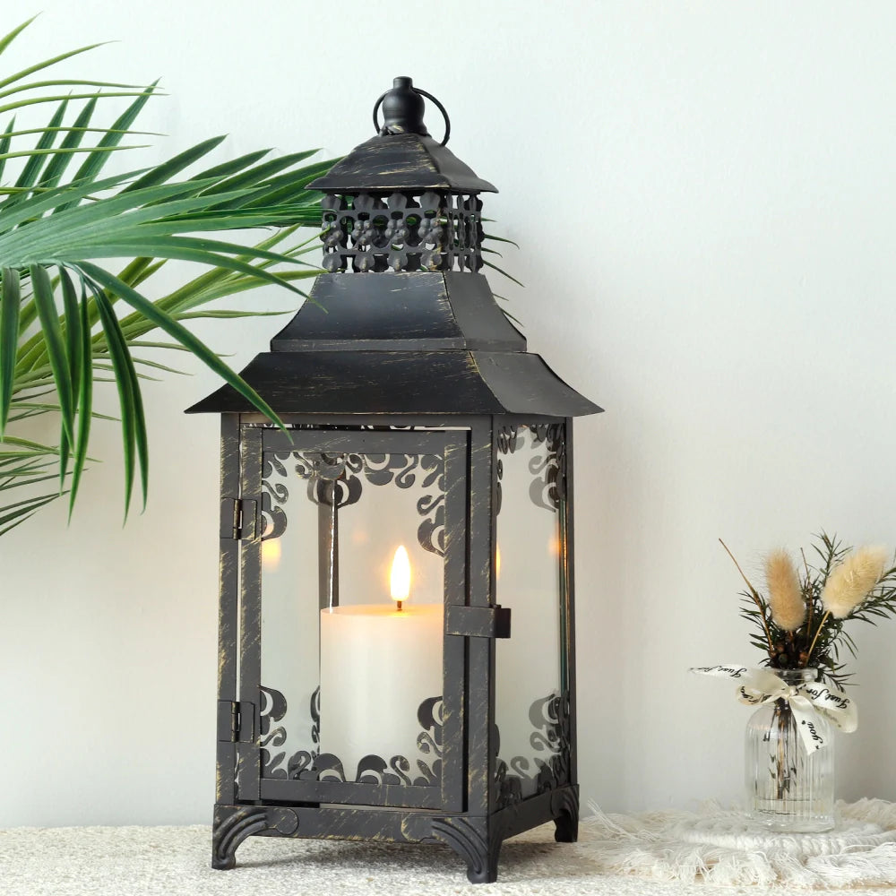 14.5'' High  Vintage Style Candle Lantern White