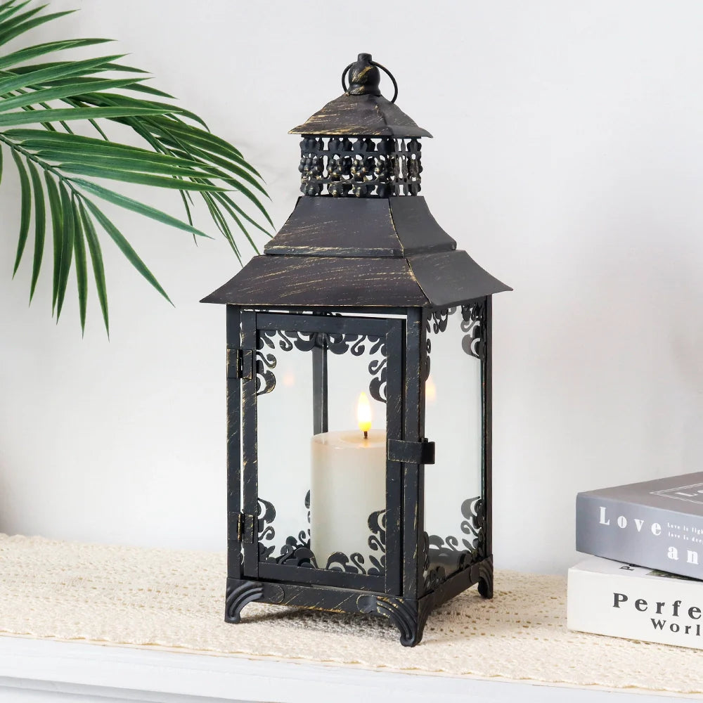 14.5'' High  Vintage Style Candle Lantern White