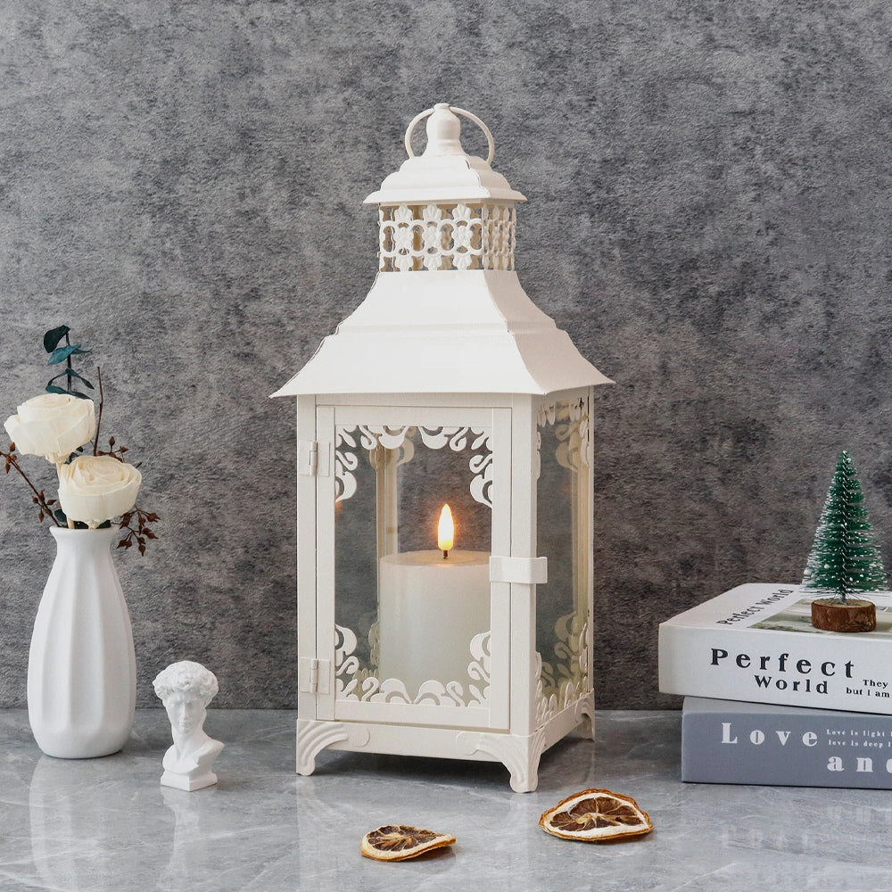 14.5'' High  Vintage Style Candle Lantern White