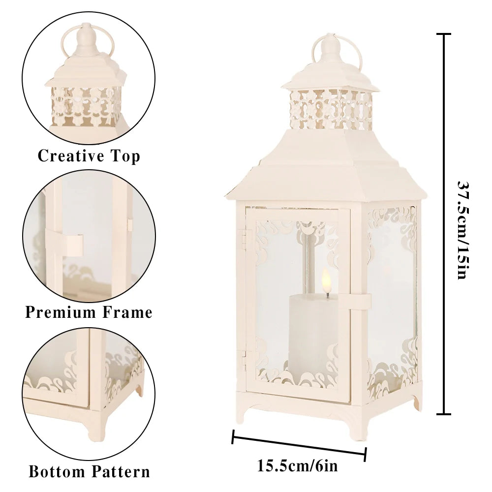 14.5'' High  Vintage Style Candle Lantern White