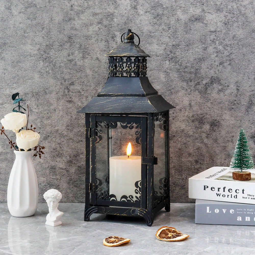 14.5'' High  Vintage Style Candle Lantern White