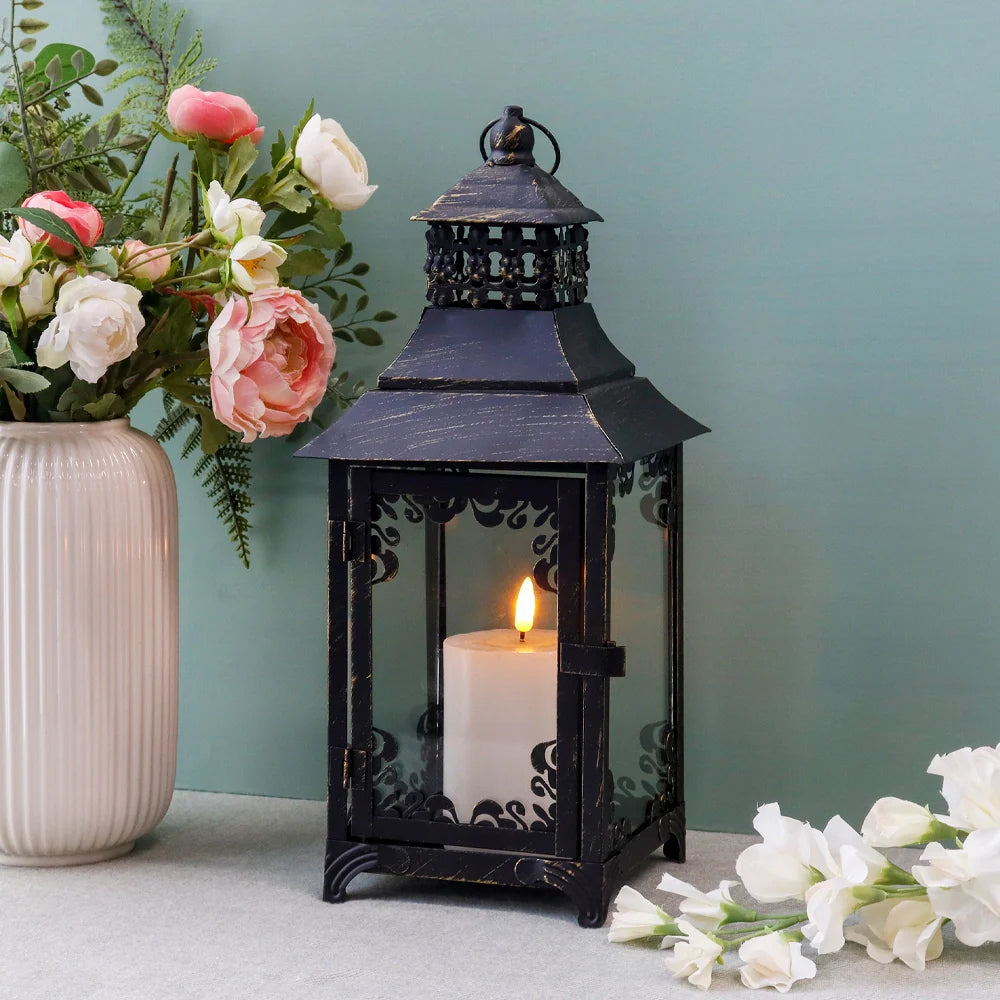 14.5'' High  Vintage Style Candle Lantern White