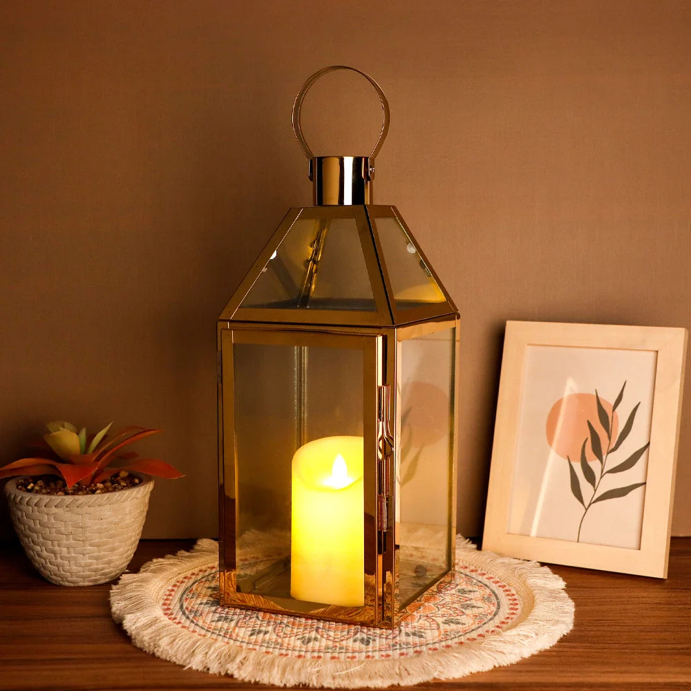 16" H Stainless Steel Candle Lanterns (Gold)