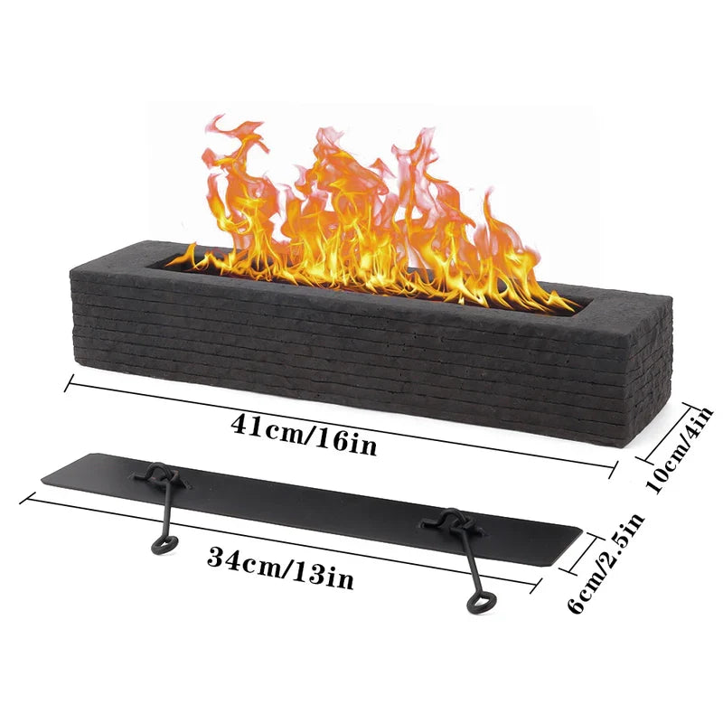 16"x4" Cement Rectangle Black Fireplace