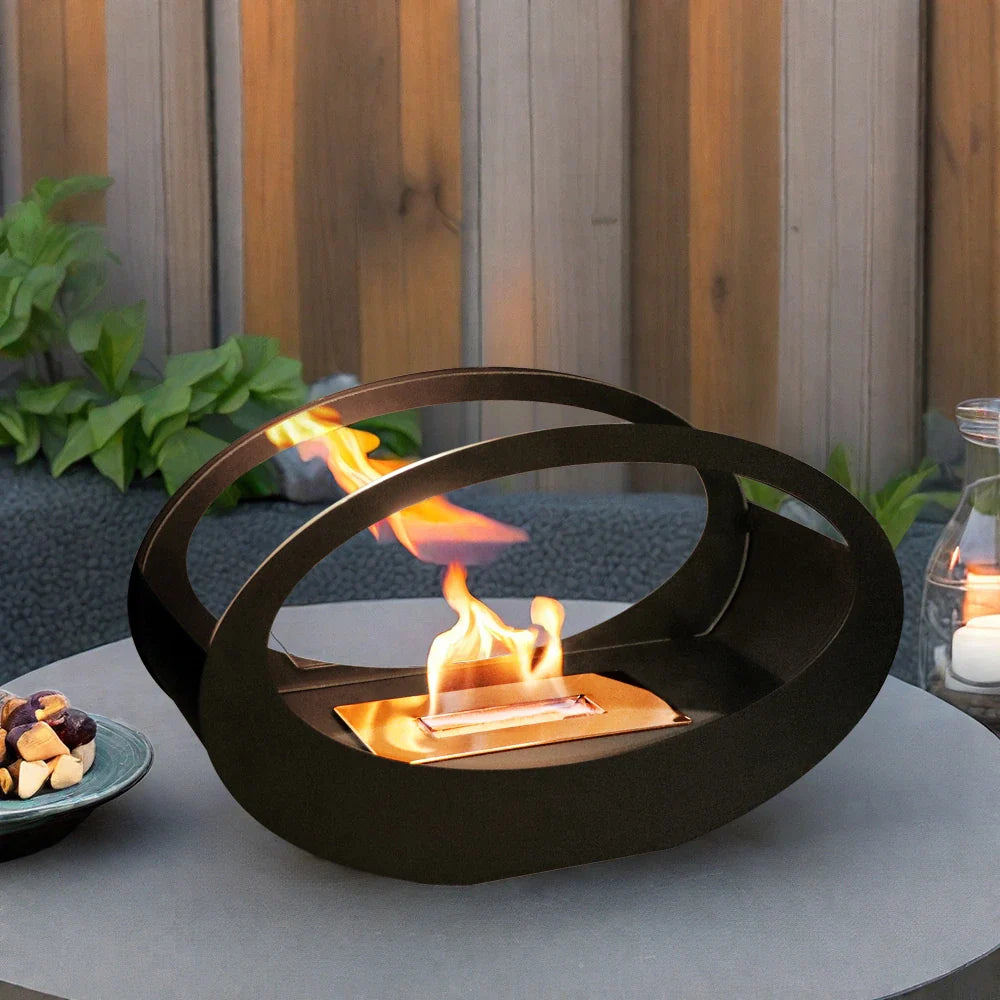 16x9.5"Black Metal Tabletop Fireplace（Currently available in Europe）