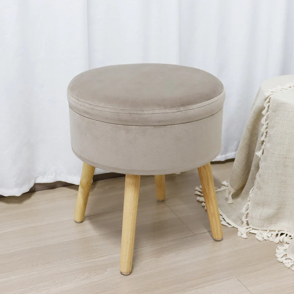 17.5"H Round Velvet Tufted Footrest Stool Ottoman