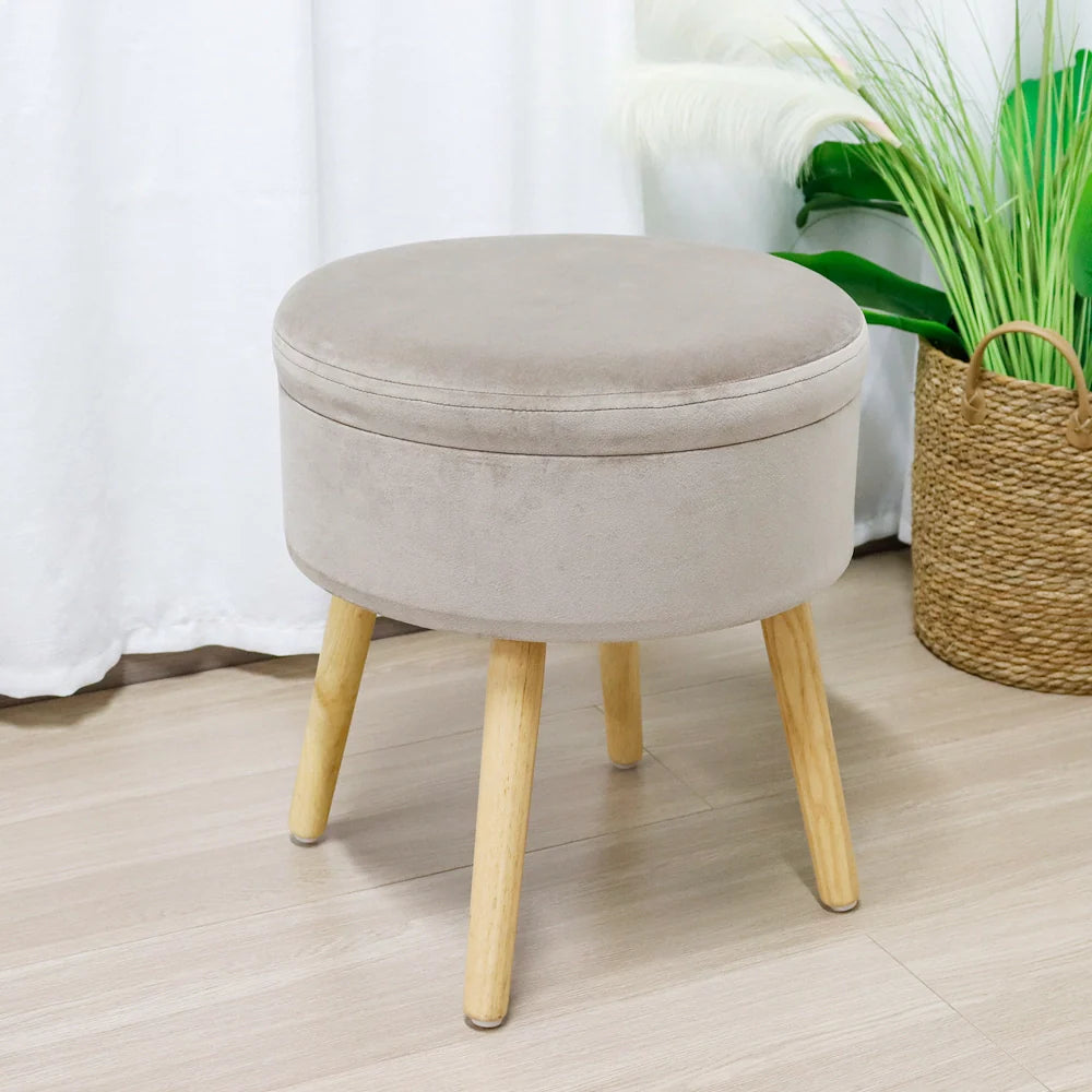 17.5"H Round Velvet Tufted Footrest Stool Ottoman