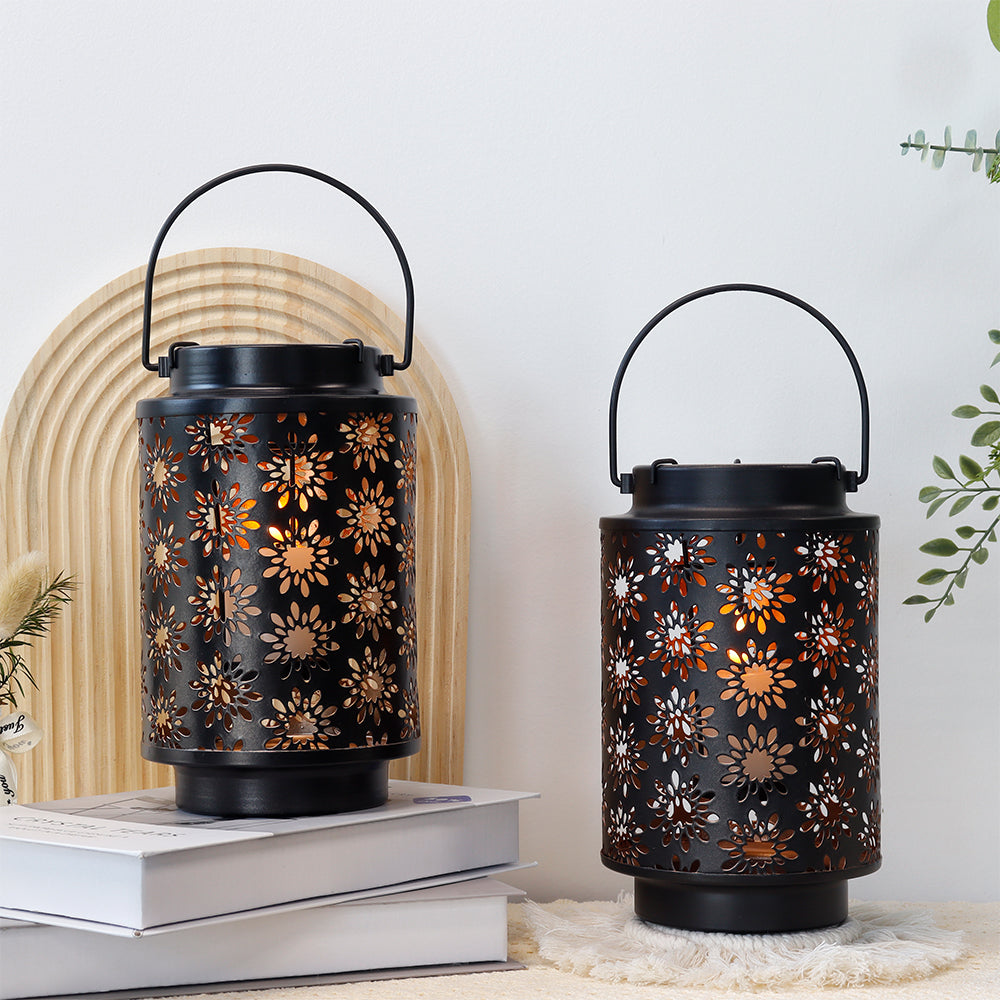 2 Pack Lantern Lights Outdoor (Flower Pattern)
