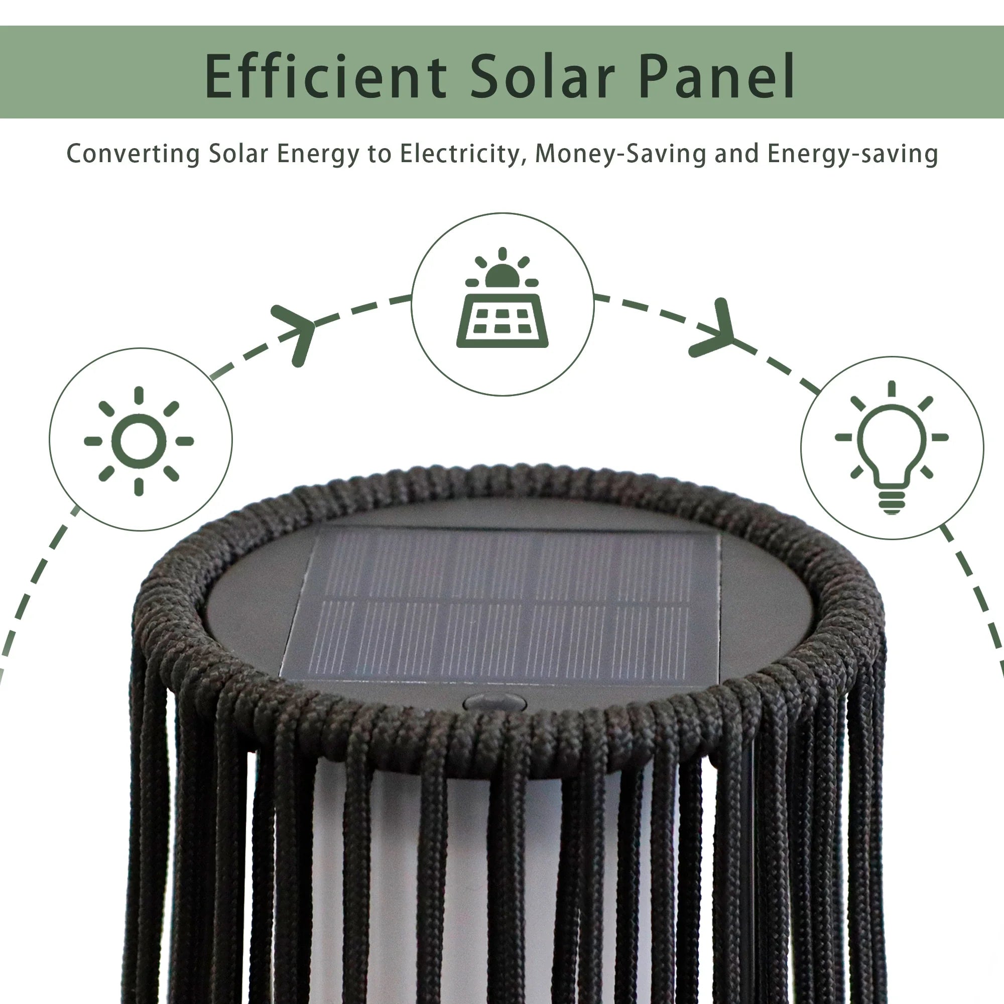 2 Piece Solar Powered Lantern Wicker Solar Patio Lamp Black