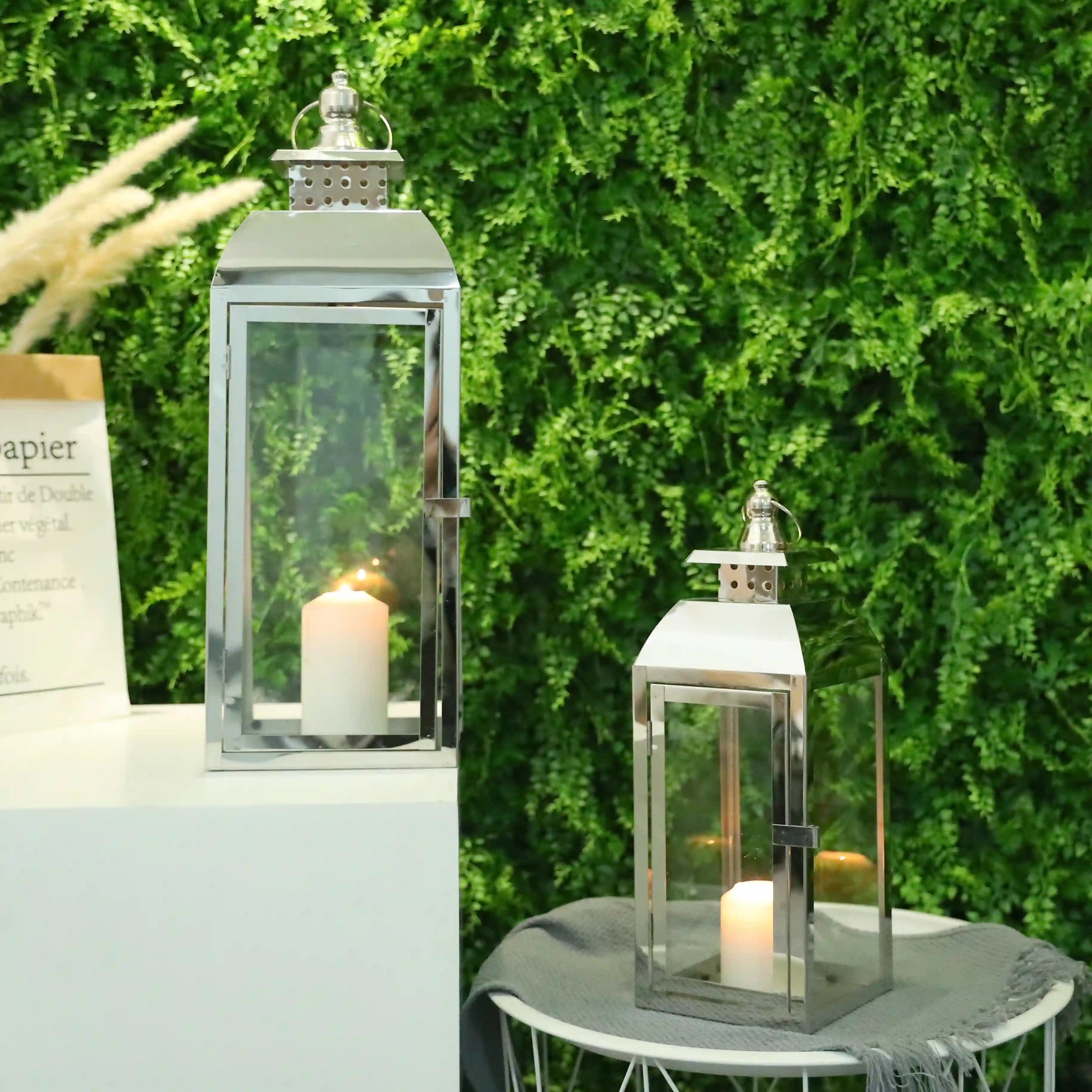 20.5"&15" High Stainless Steel Decorative Candle Lanterns ( Set of 2 )