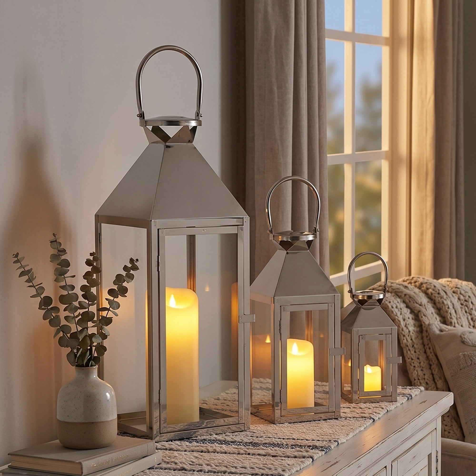26"&19"& 13" High Elegant Candle Lantern Metal Lanterns for Versatile Indoor & Outdoor