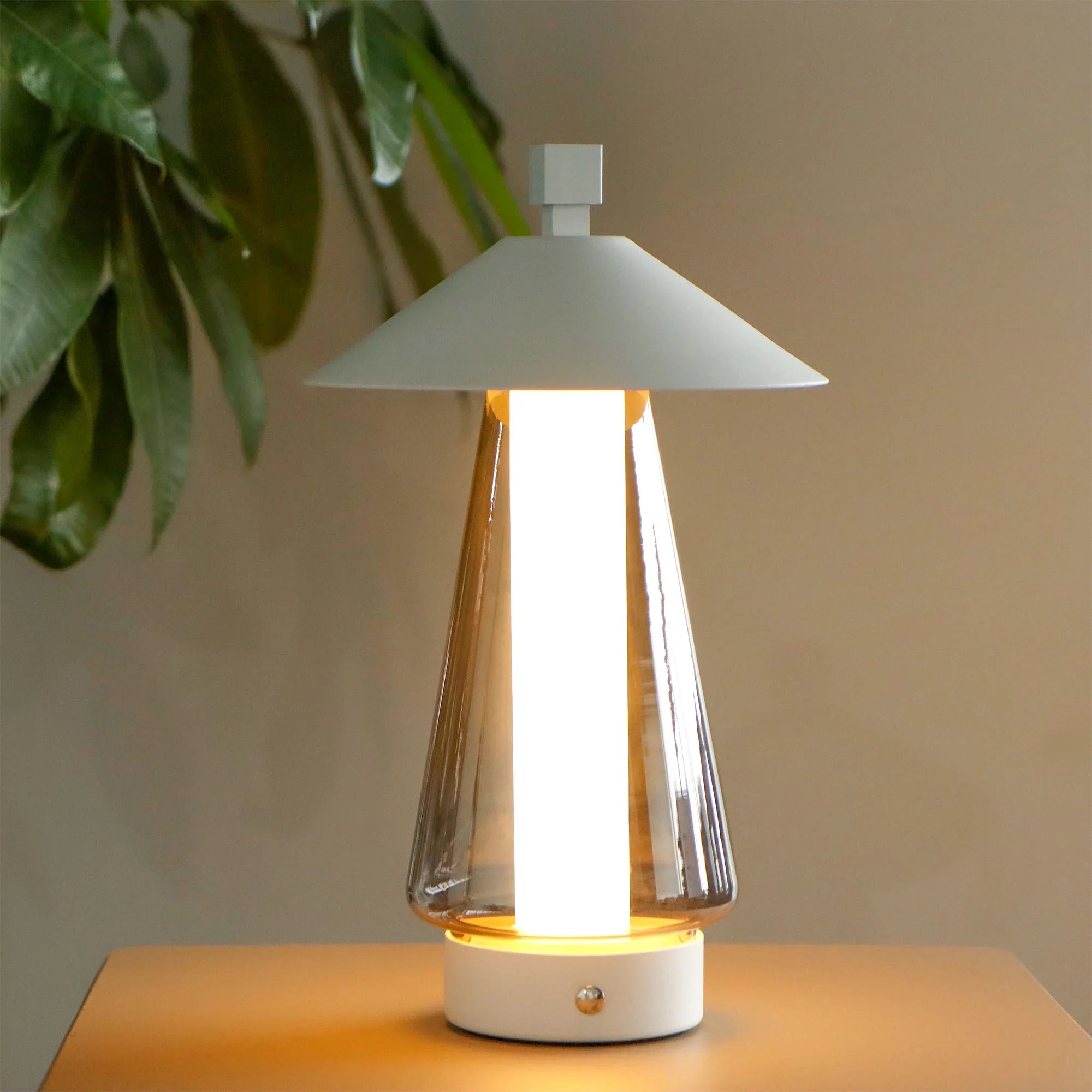 3-Way Dimmable Bedside Lamp 12"H Umbrella-shaped