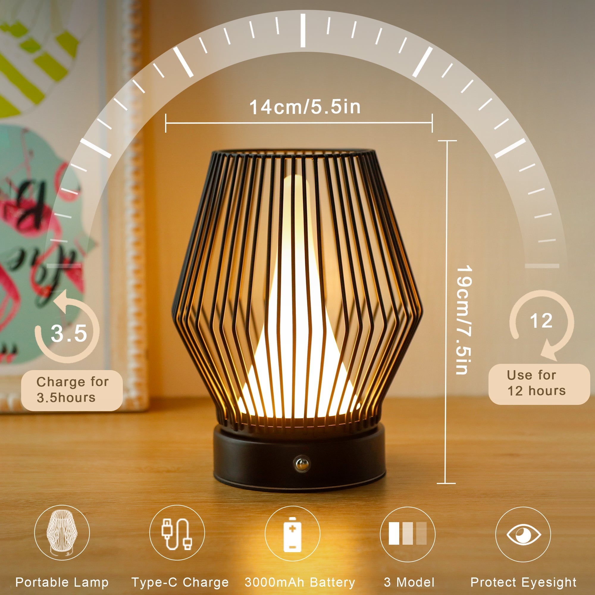 3000mAh Portable Lamp Rechargeable Lantern