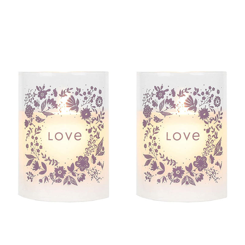 4" tall Glass Wax Battery Moving Flame LED Candle ( Set of 2)