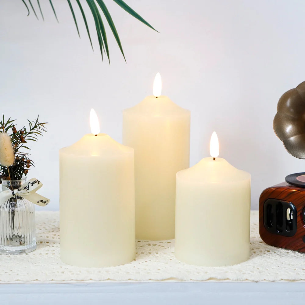 4/5/6inch High 3D Flameless Candles (Set of 3)