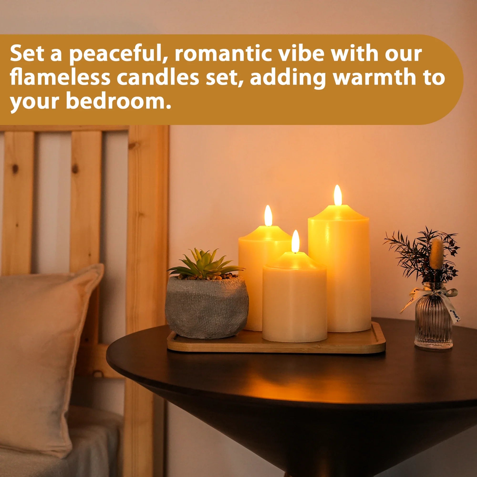 4/5/6inch High 3D Flameless Candles (Set of 3)