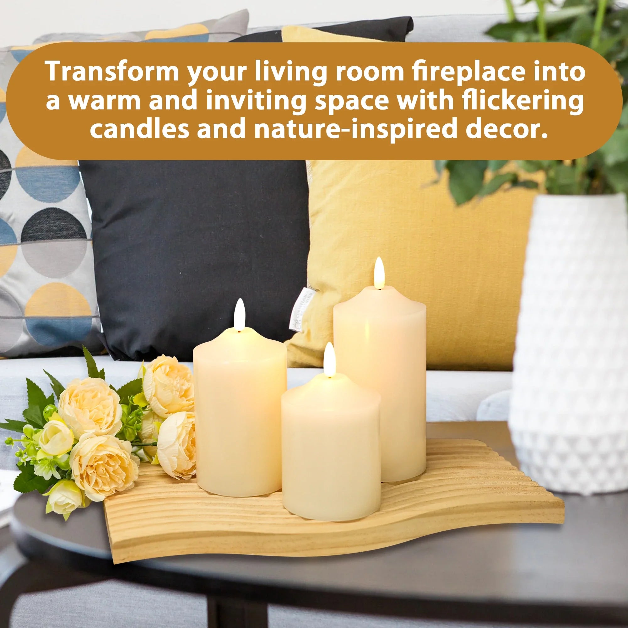 4/5/6inch High 3D Flameless Candles (Set of 3)