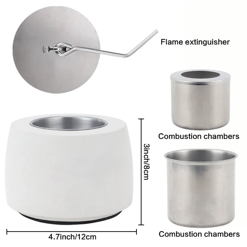 4.7"x3" Mini White Cement Fireplace Round