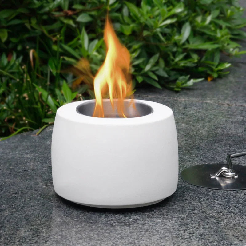 4.7"x3" Mini White Cement Fireplace Round