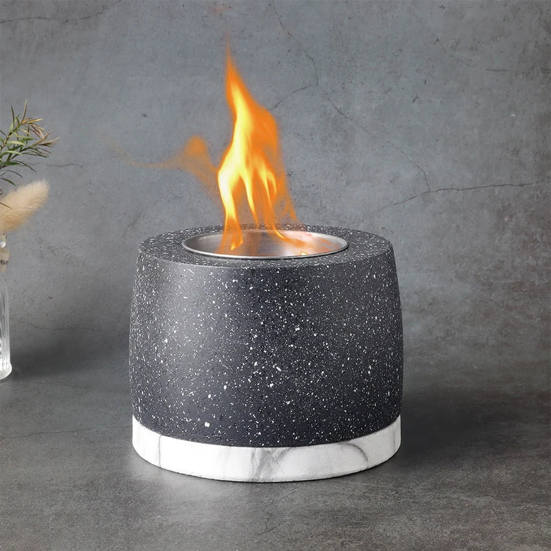 5"x3.5" Mini Gray Cement Fireplace Round