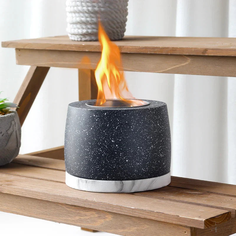5"x3.5" Mini Gray Cement Fireplace Round