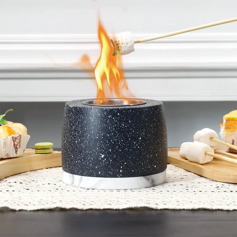 5"x3.5" Mini Gray Cement Fireplace Round