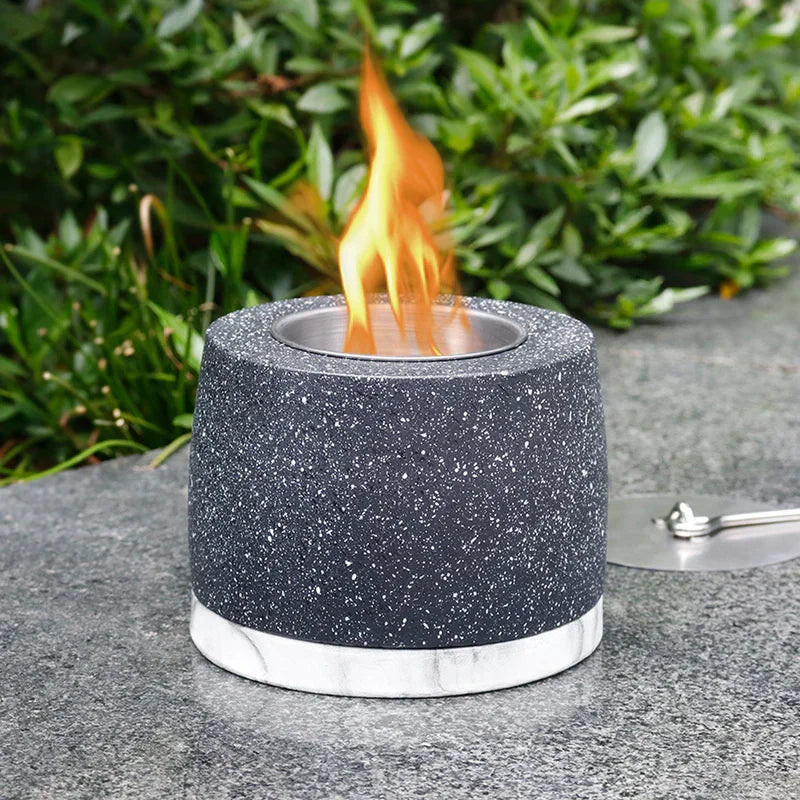 5"x3.5" Mini Gray Cement Fireplace Round