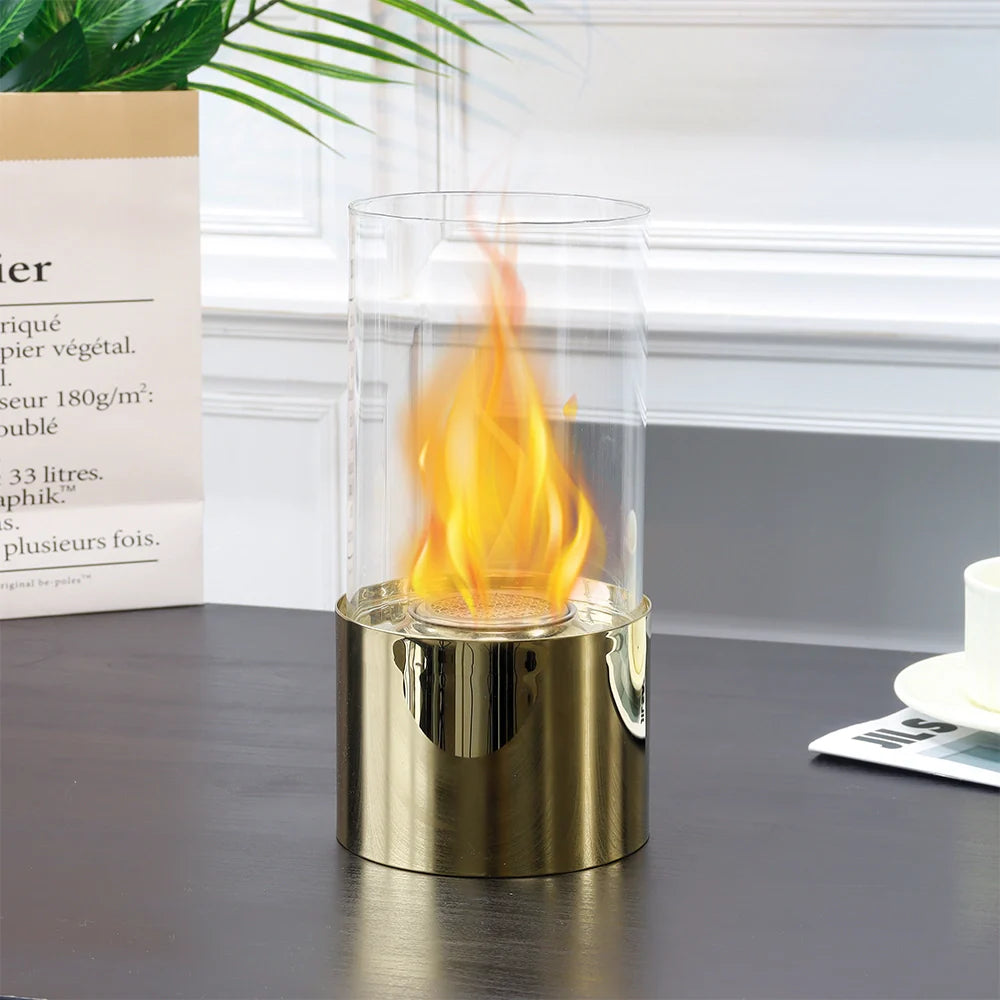 5”x9.5” Gold Stainless Steel Tabletop Fireplace