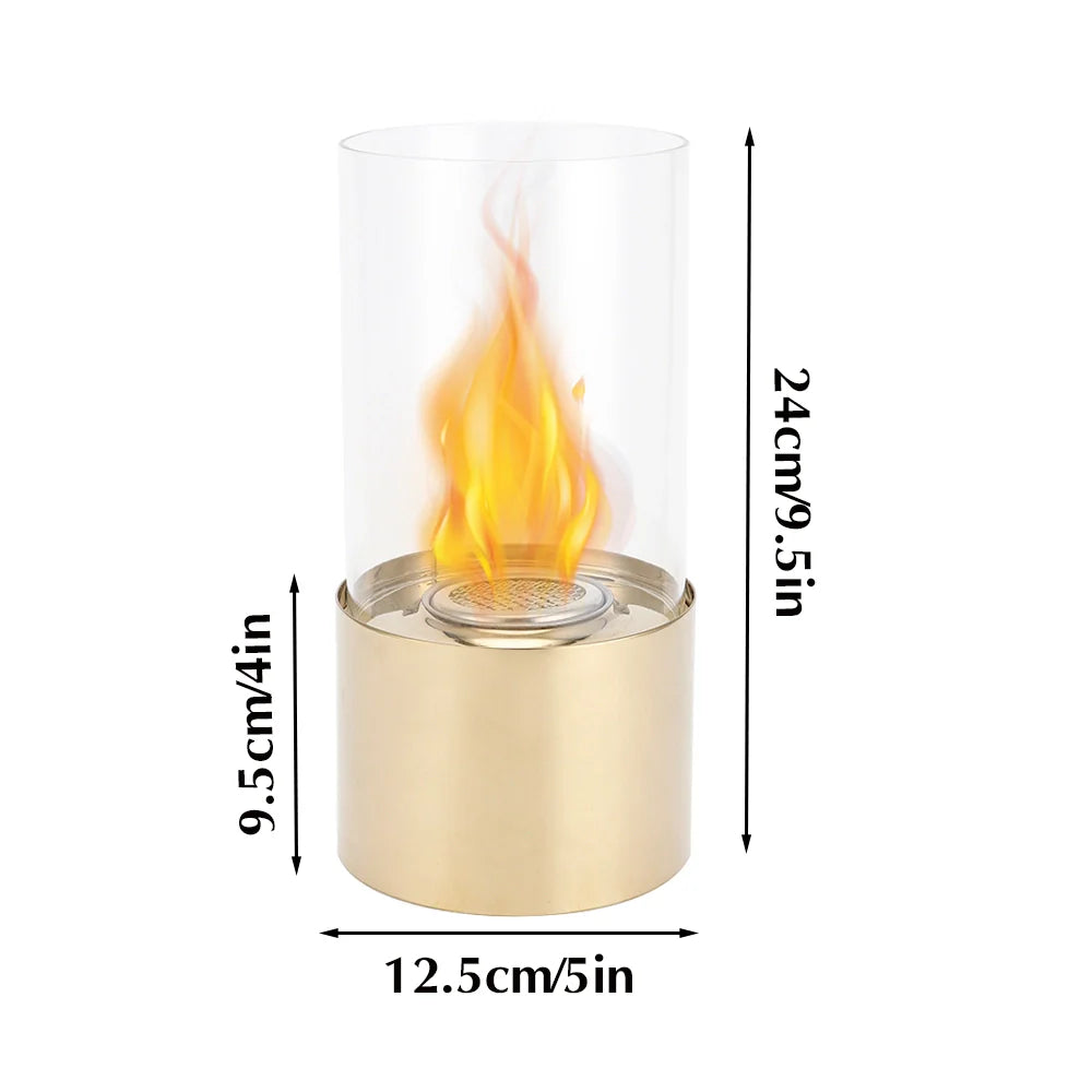 5”x9.5” Gold Stainless Steel Tabletop Fireplace