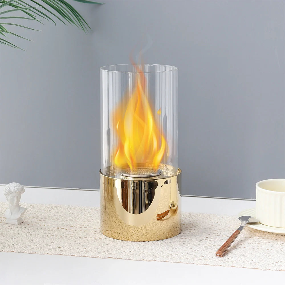 5”x9.5” Gold Stainless Steel Tabletop Fireplace