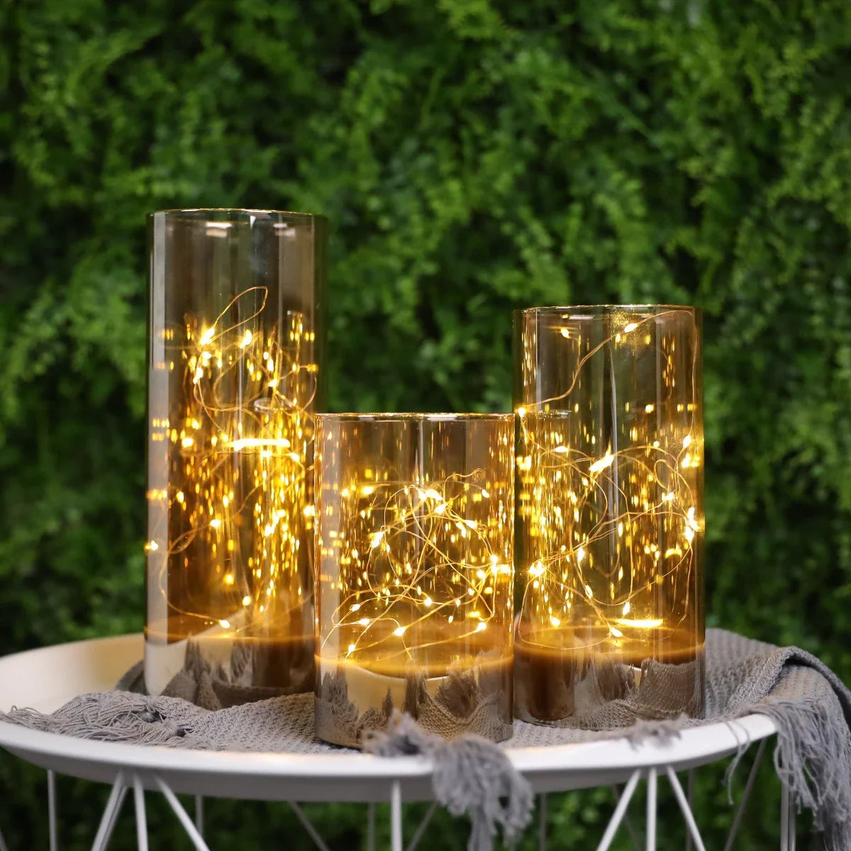 6/8/10inch High Battery Glass Decorative Lights（Set of 3）