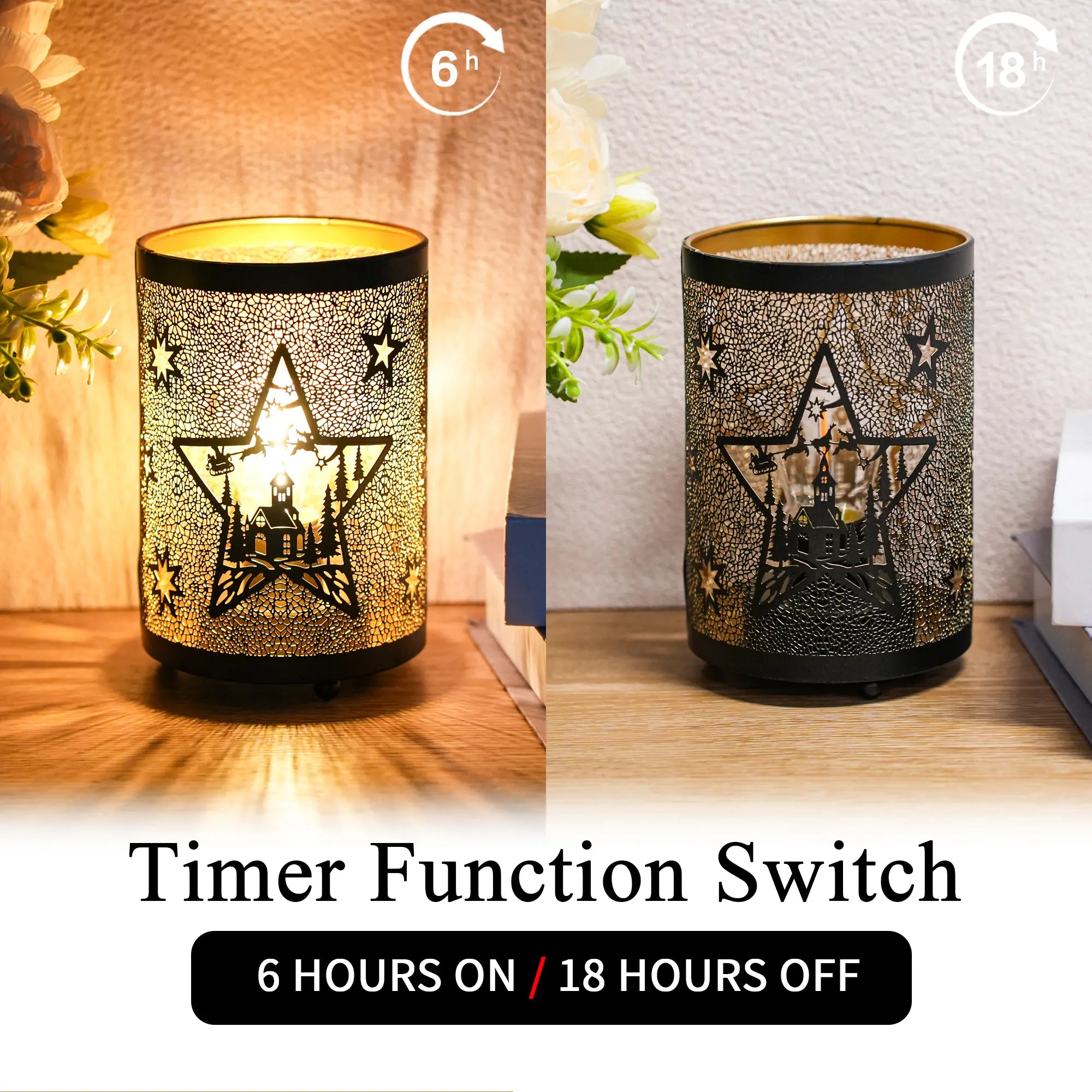 6.5" H Etched Metal Table Lamp Battery Operated Lamp