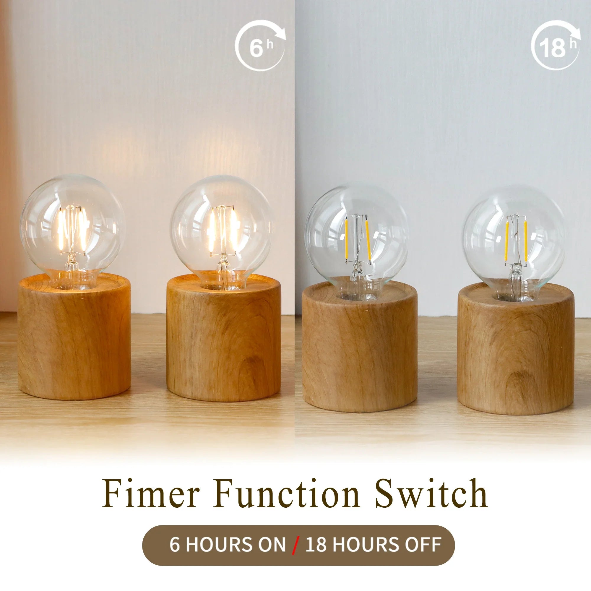 6.5" Tall Ceramic Set of 2 Wood Grain Table Lamp