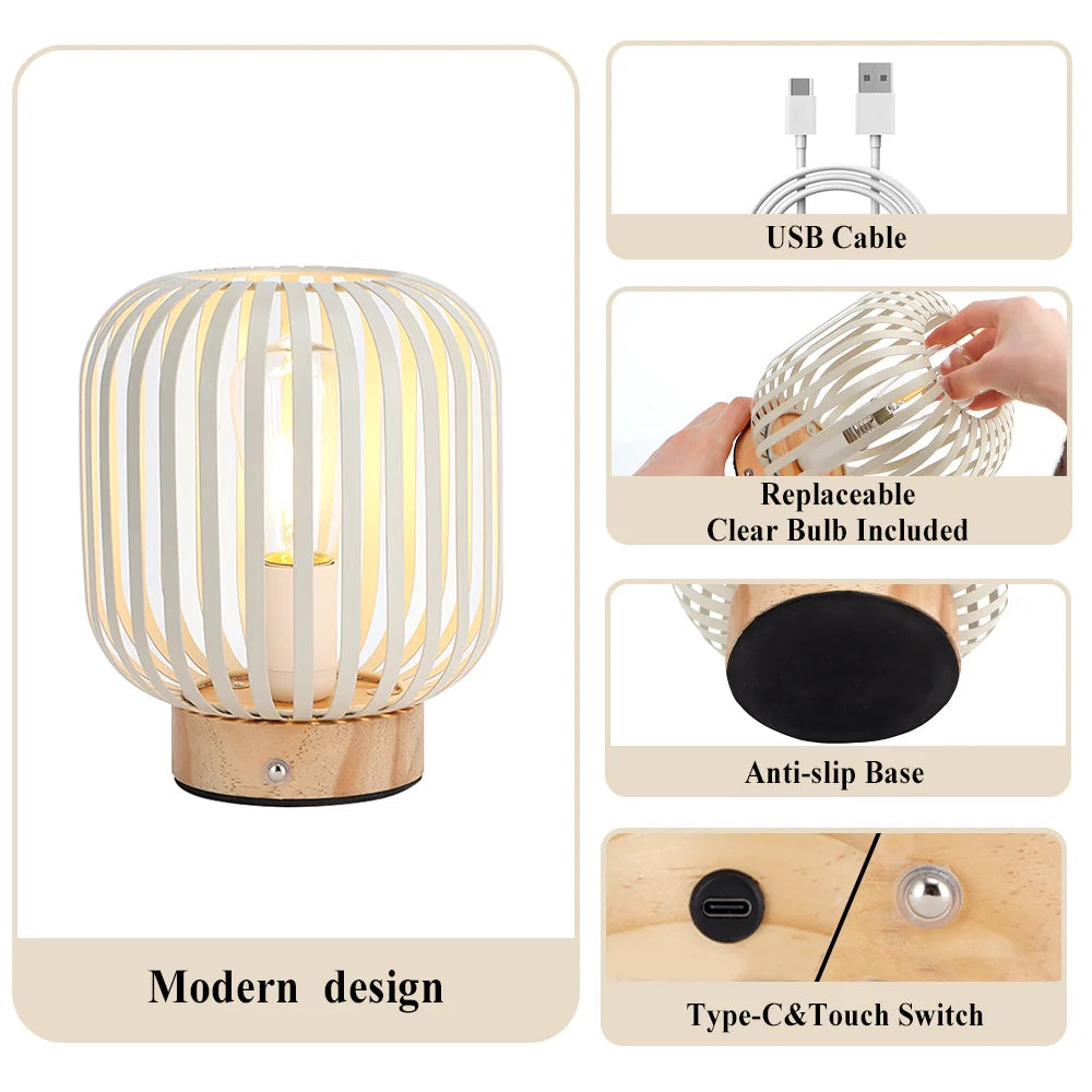 7.5"H Touch Bedside Rechargeable Lamp (Cylinder)