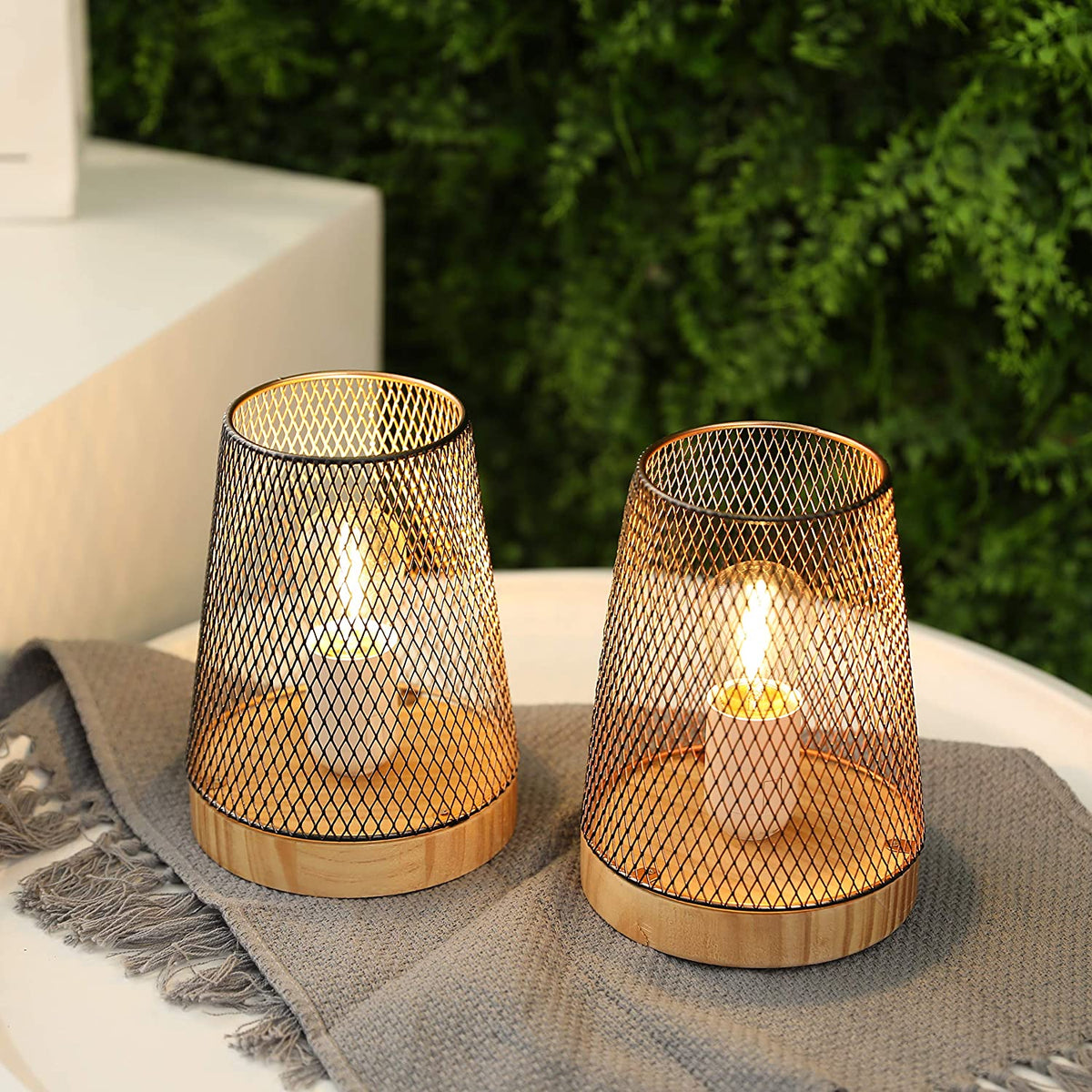 7.5''High Battery Powered Metal Mesh Table Lamp（Set of 2）