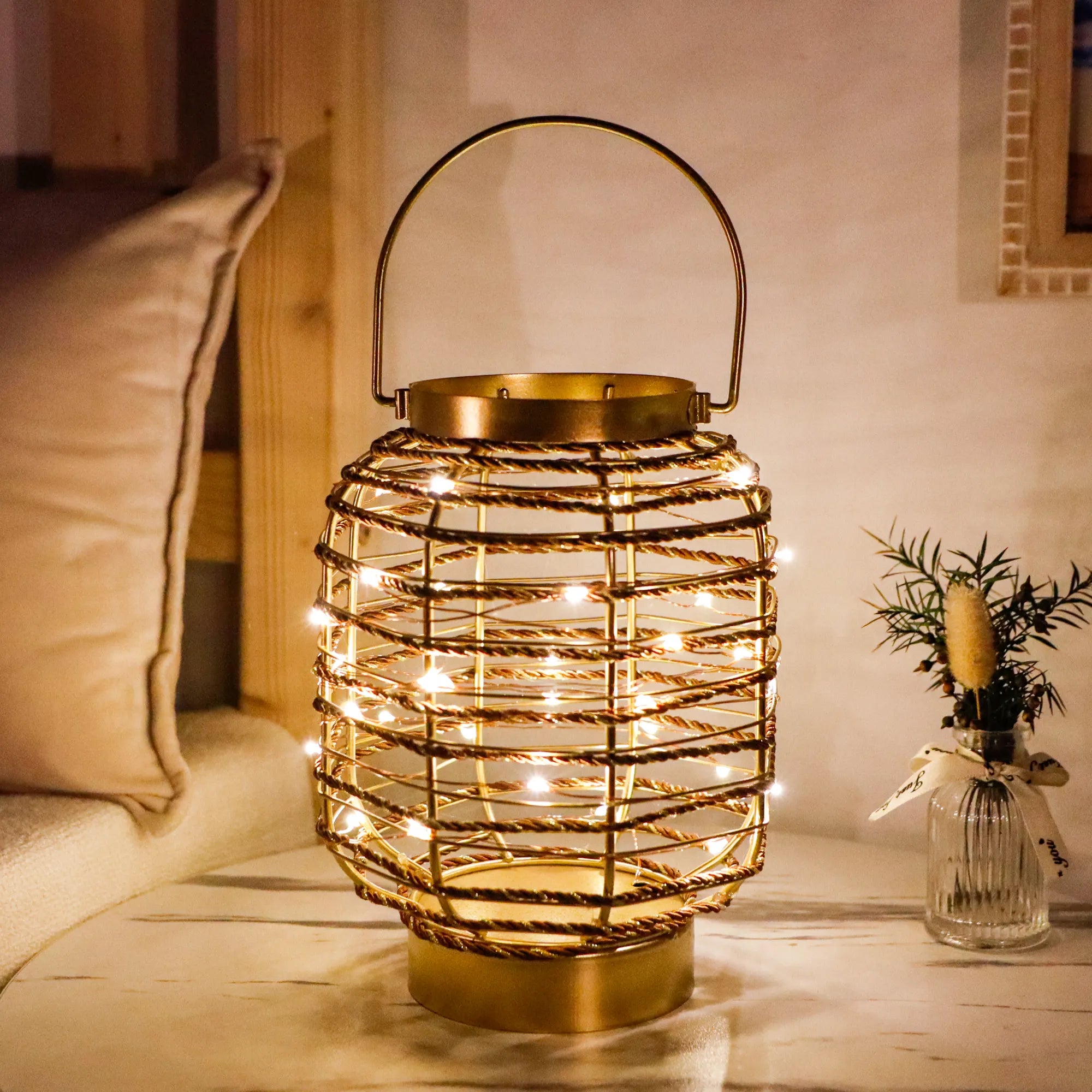 7.7 "H Metal Cage LED Cordless Lamp Battery Operated
