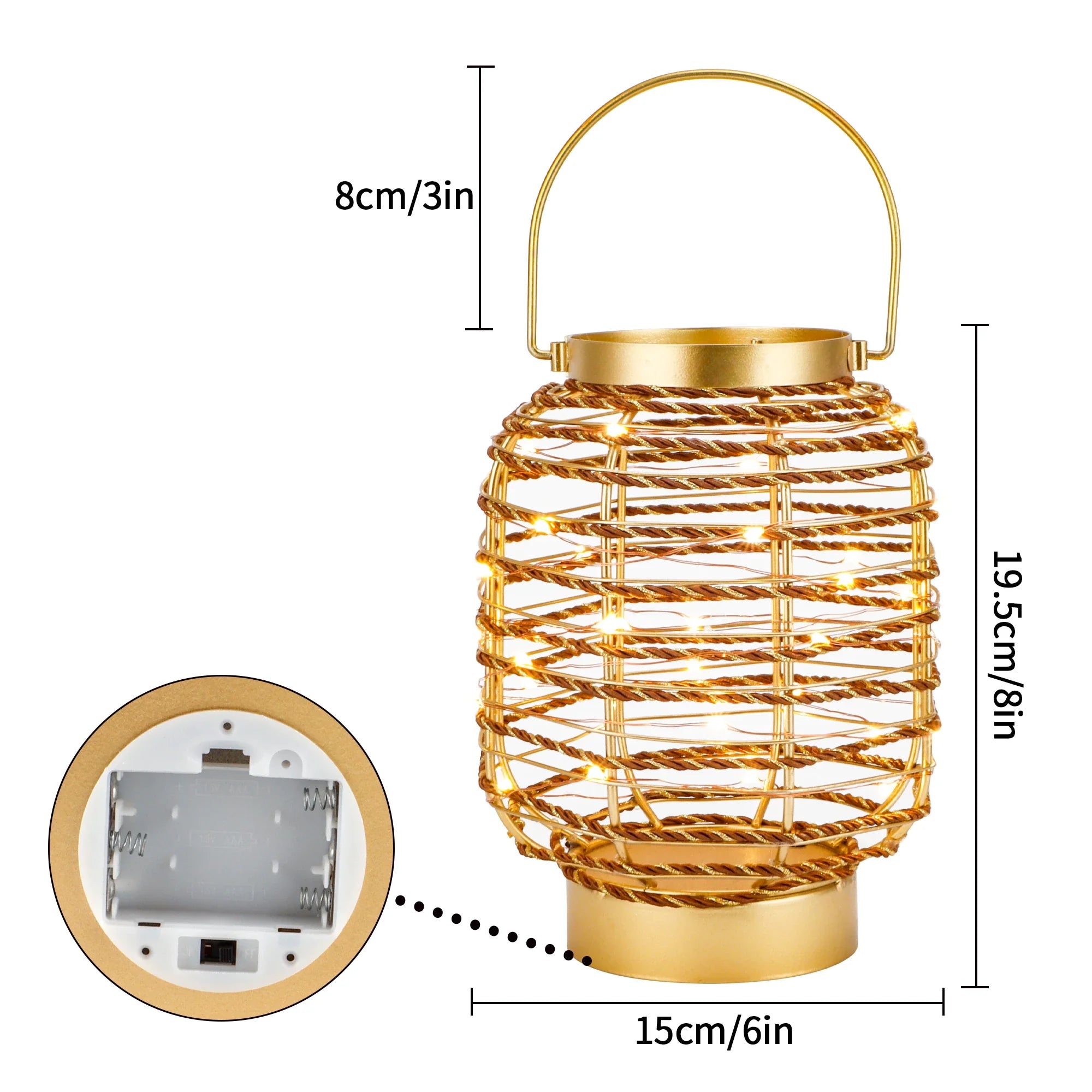 7.7 "H Metal Cage LED Cordless Lamp Battery Operated