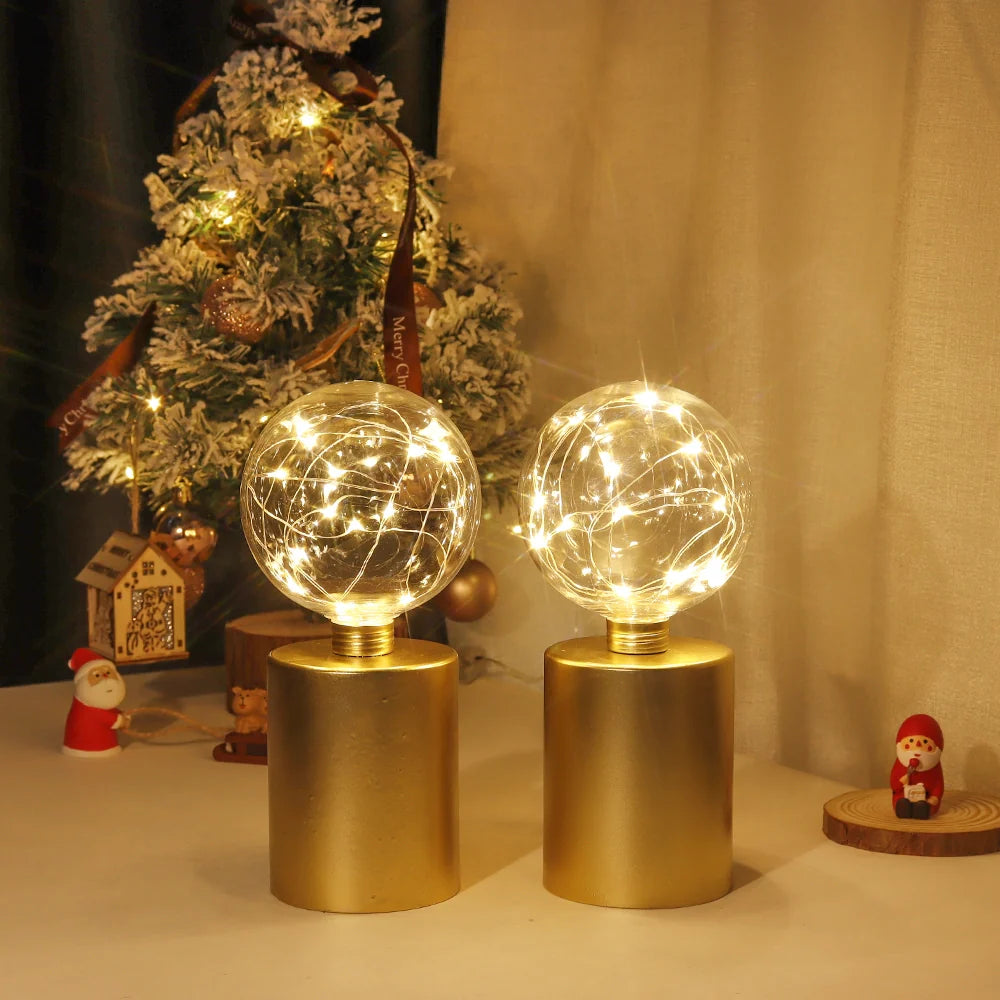 8" Tall Gold Battery Powered Table Lamp（Set of 2 ）