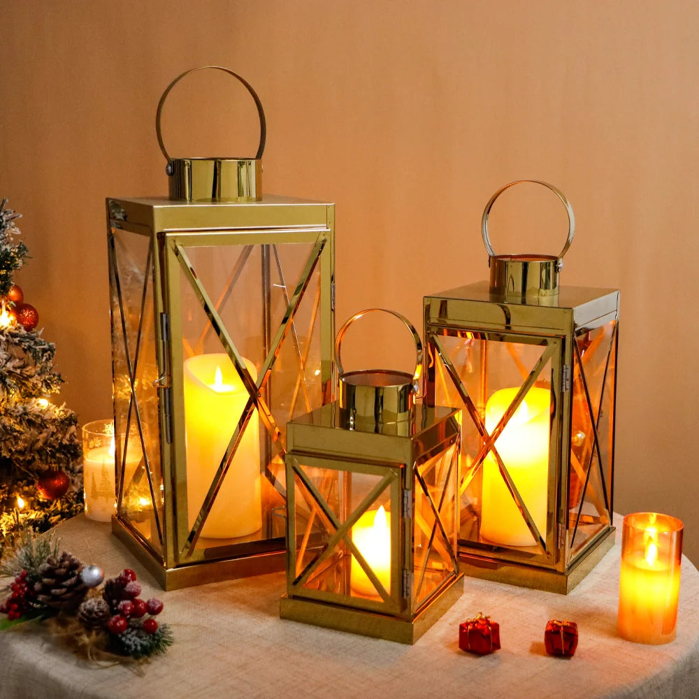 8/12/16 Inch Opulent Metal Candle Lanterns Candle Holder