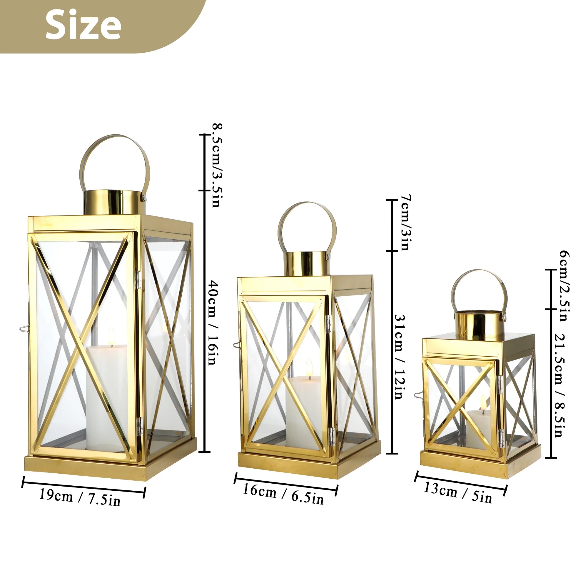 8/12/16 Inch Opulent Metal Candle Lanterns Candle Holder