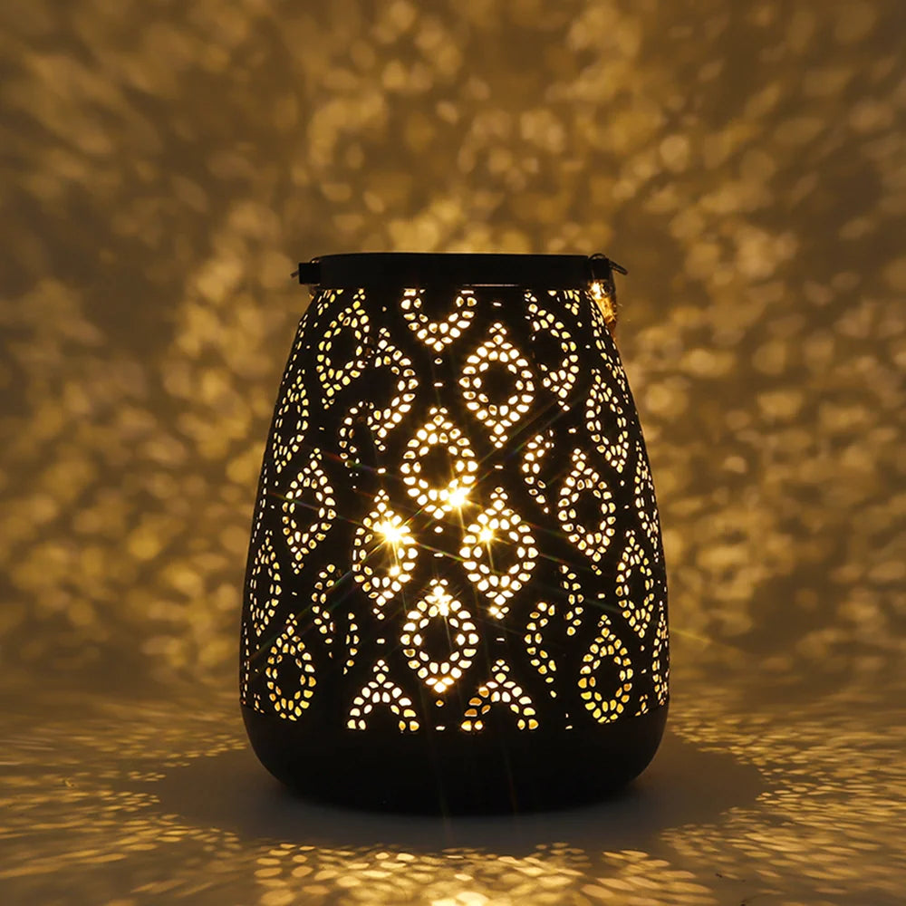 8''H Moroccan Metal Lamp (Black with Gold Brush)