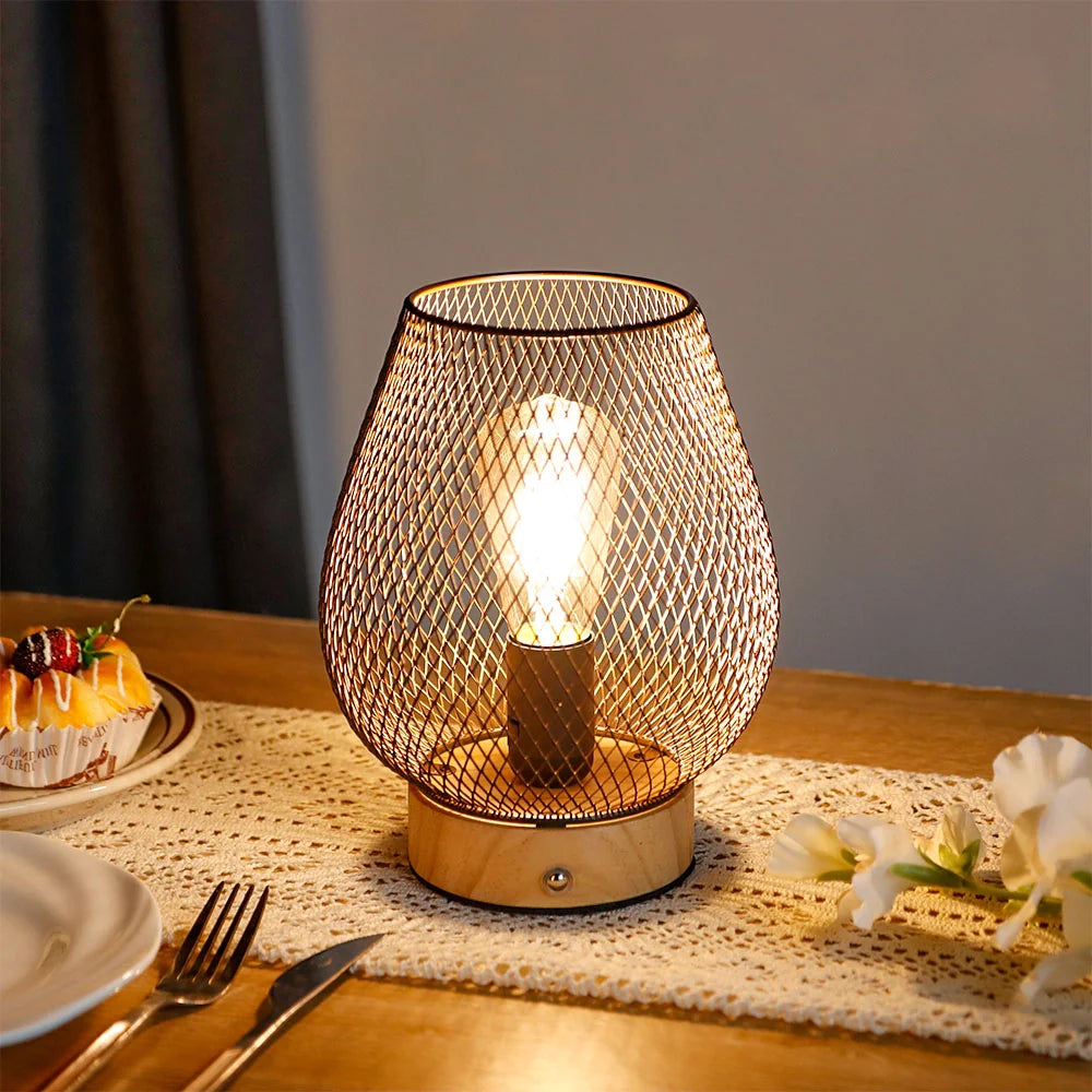 8"H Touch Adjustable Table Lamp(Wooden Base,Bronze Egg)