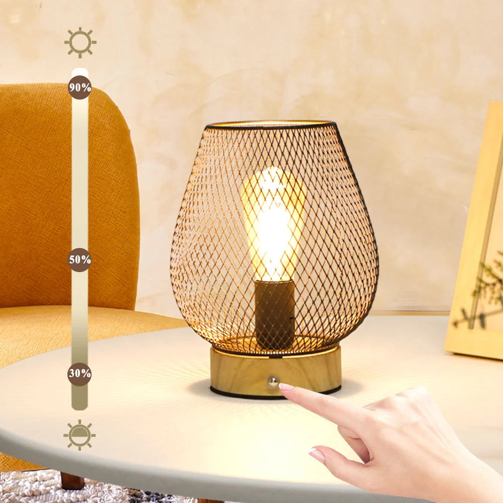8"H Touch Adjustable Table Lamp(Wooden Base,Bronze Egg)