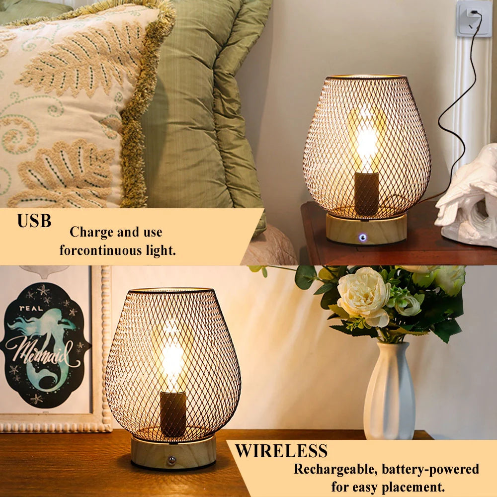 8"H Touch Adjustable Table Lamp(Wooden Base,Bronze Egg)