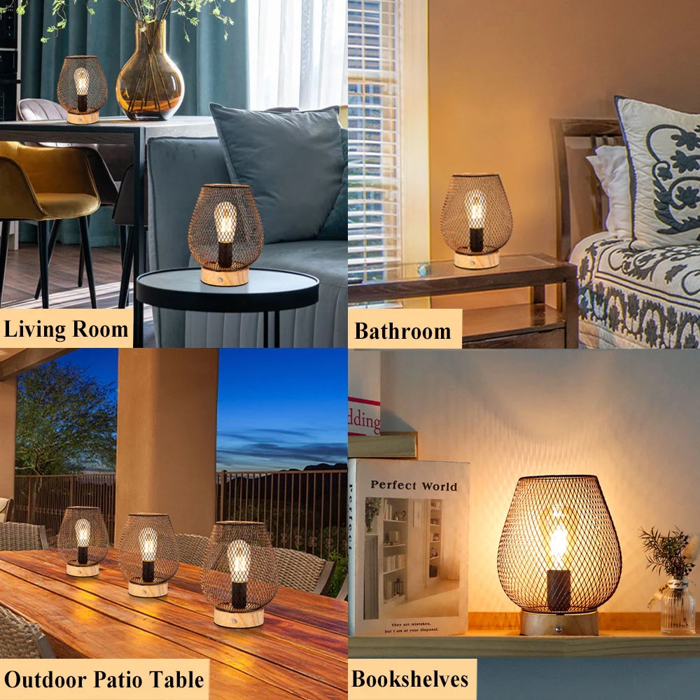 8"H Touch Adjustable Table Lamp(Wooden Base,Bronze Egg)