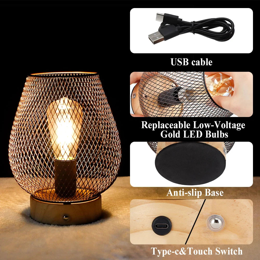 8"H Touch Adjustable Table Lamp(Wooden Base,Bronze Egg)