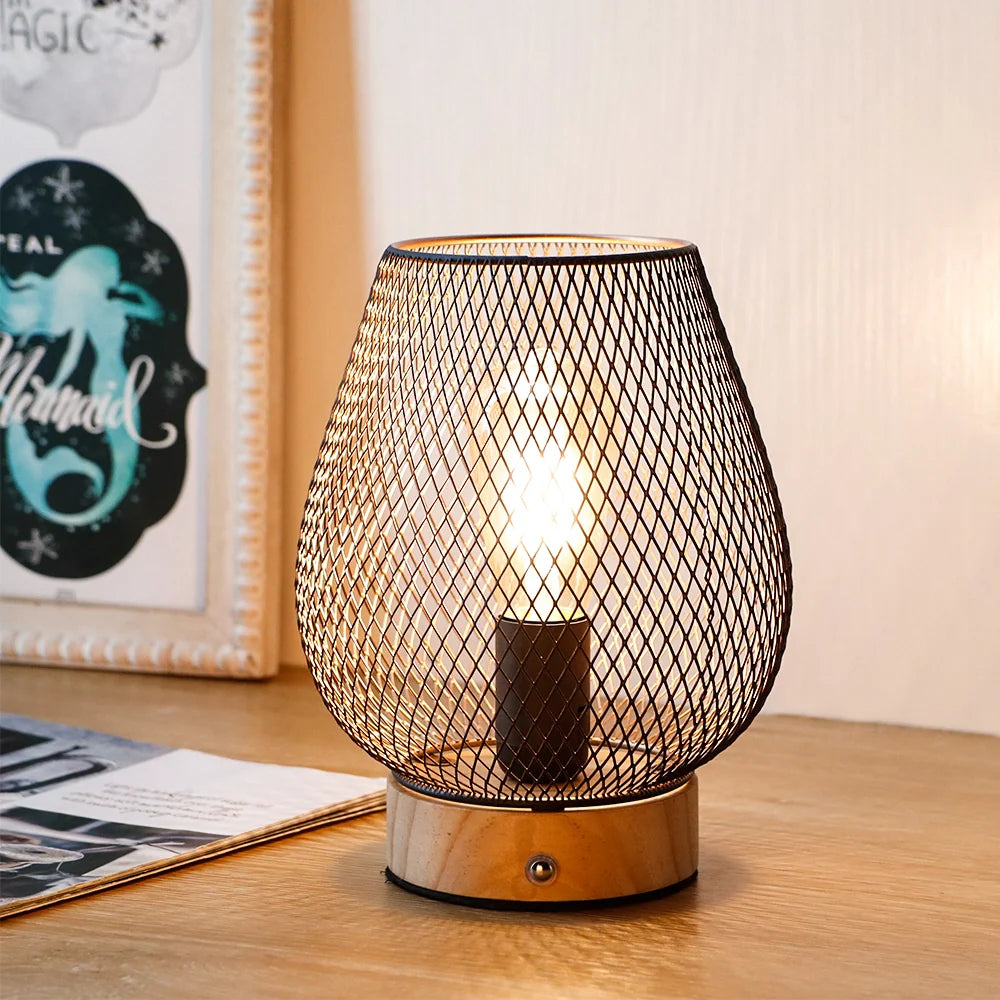 8"H Touch Adjustable Table Lamp(Wooden Base,Bronze Egg)