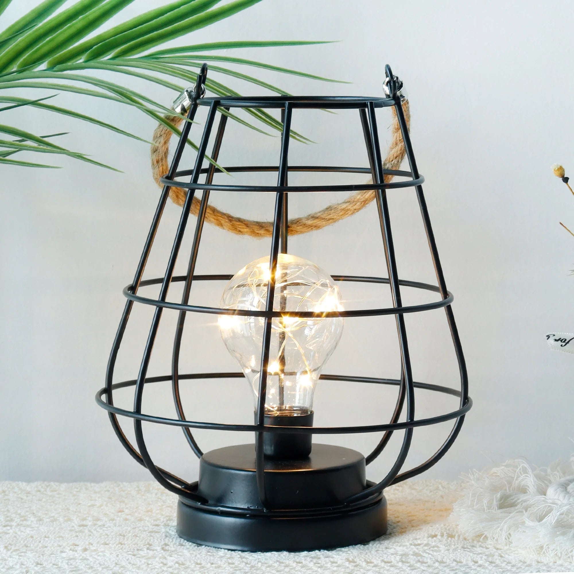 8.5" Tall Battery Powered Outdoor Table Lamp Black
