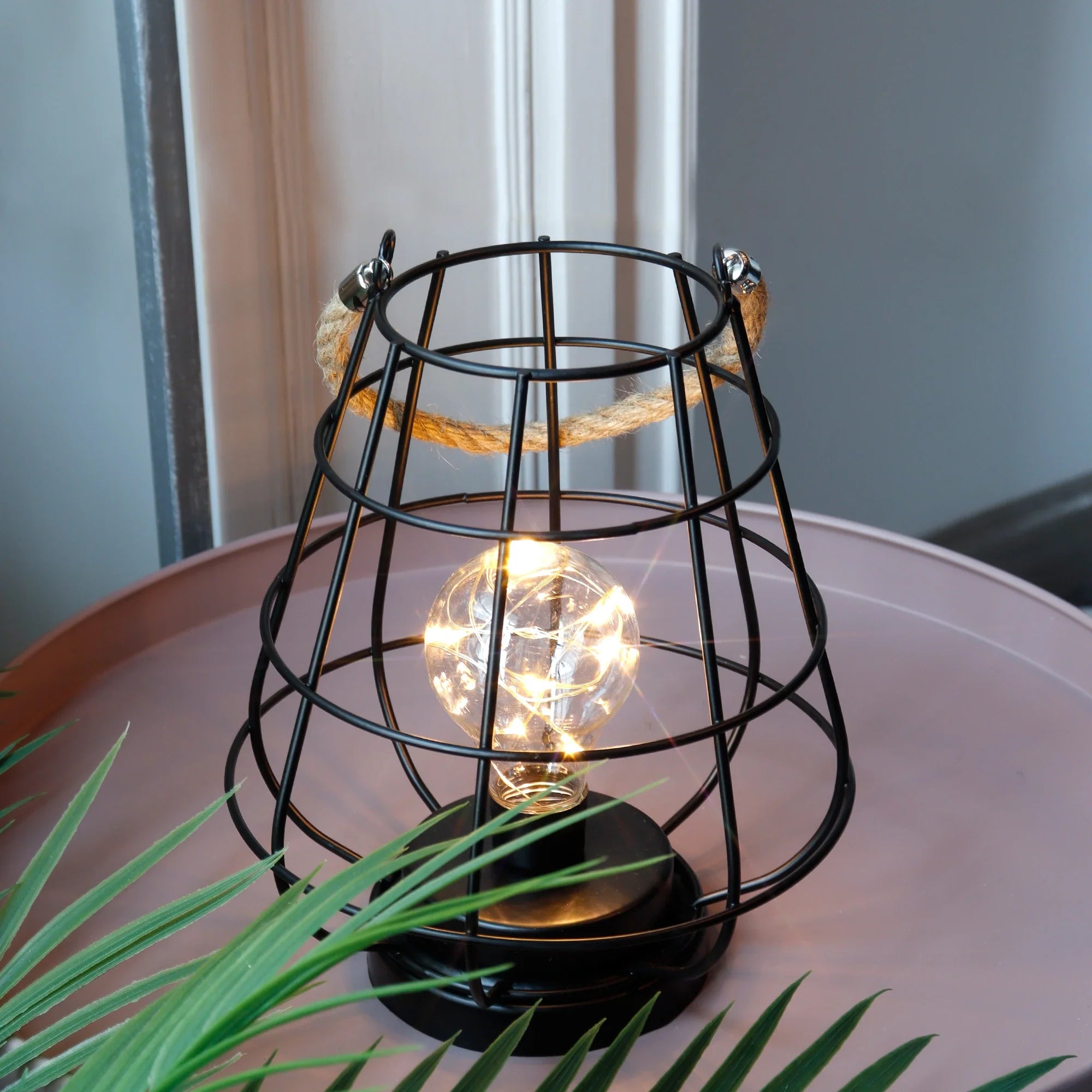 8.5" Tall Battery Powered Outdoor Table Lamp Black