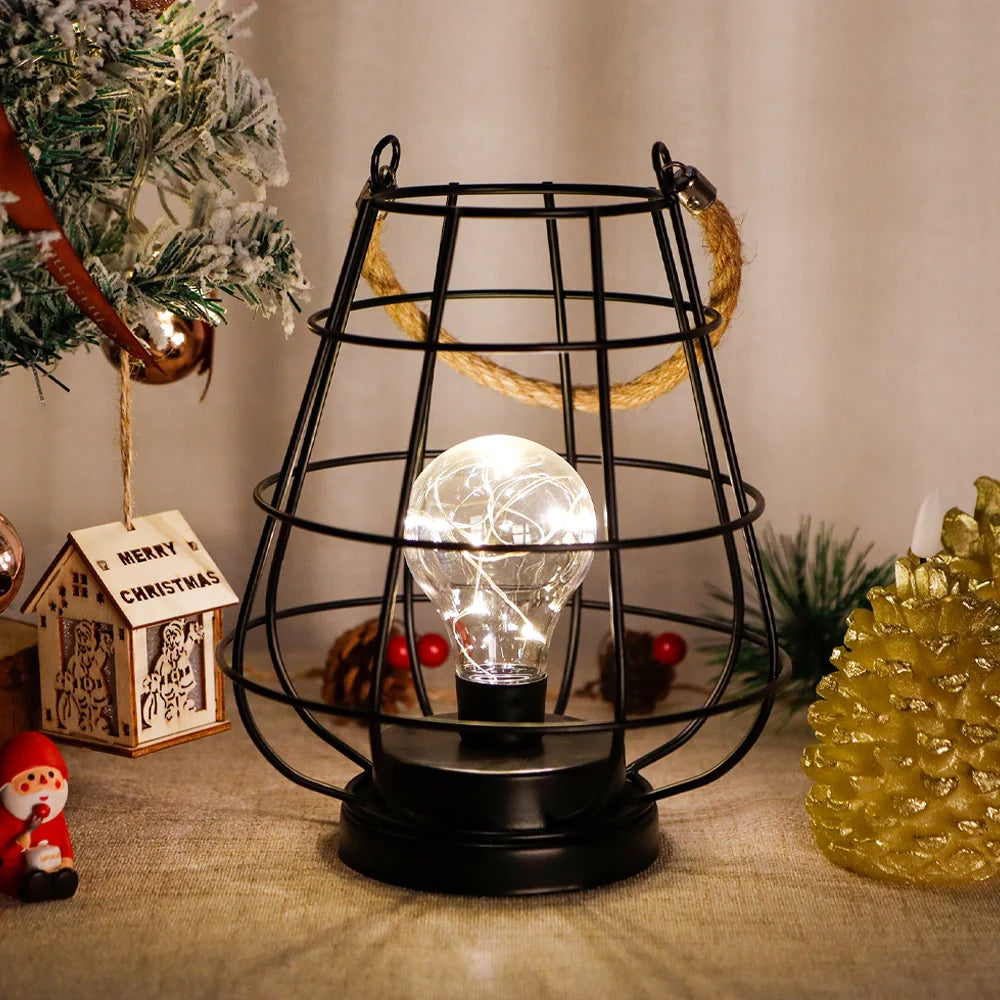 8.5" Tall Battery Powered Outdoor Table Lamp Black